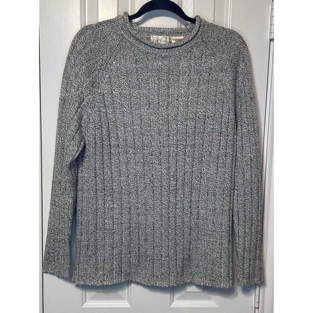 Bobbie Brooks Women’s XL Ribbed Knit Sweater Gray Marled Long Sleeve Pullover